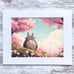 17x22 Totoro Inspired Art Print Wall Home Decor Pink Studio Ghibli Anime Uwu