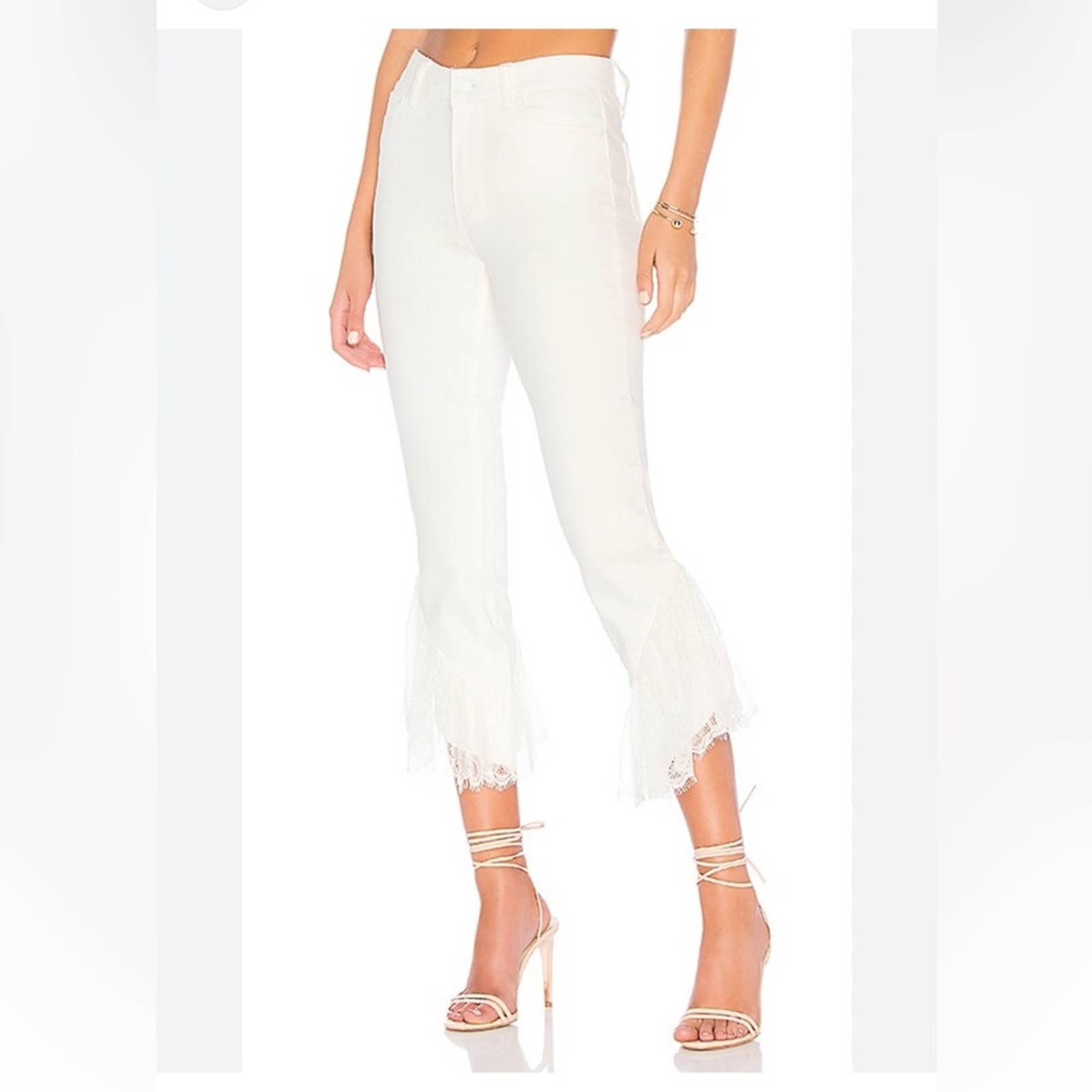 Paige Hoxton Straight Ankle High Rise Ruffle Hem Jeans - NEW - Size 31