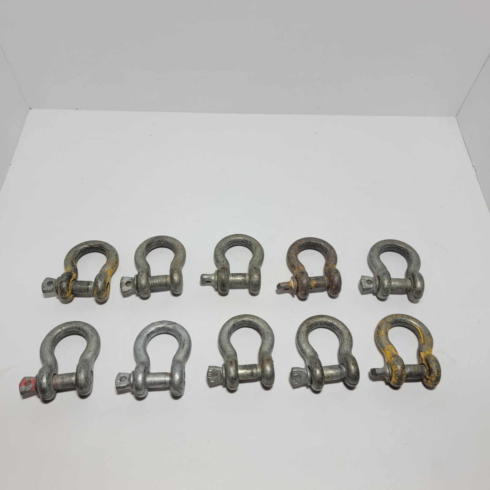 Lot of 10 WLL 1 Ton 3/8 Galvanized Steel Screw Pin Anchor Bow Shackle