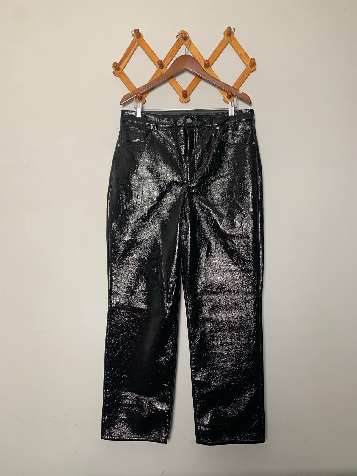 New Imperfect Women’s Express Black Vegan Patent Leather Pants SZ 14 Regular