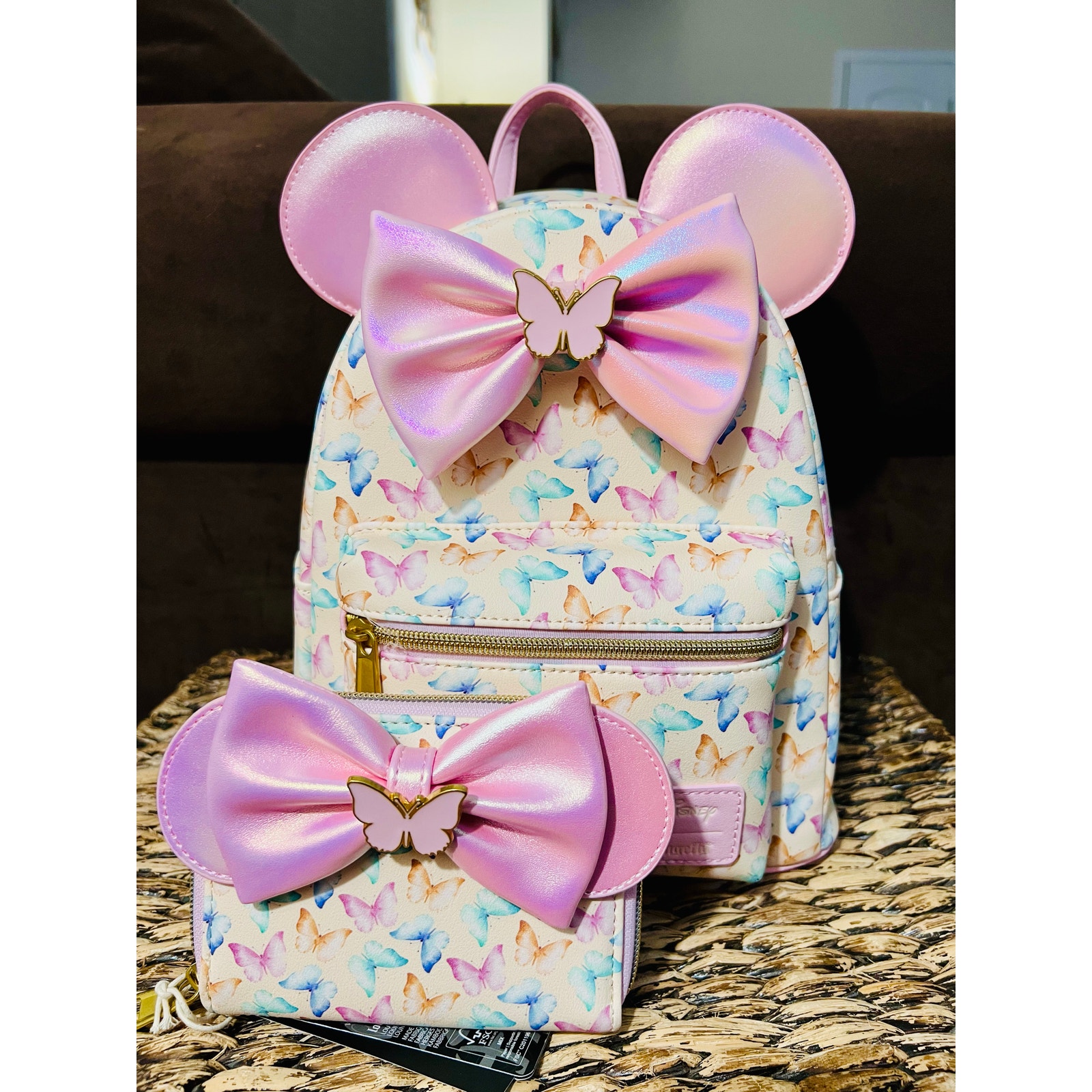 Loungefly Disney Minnie Mouse Ears Butterfly Mini Backpack Set