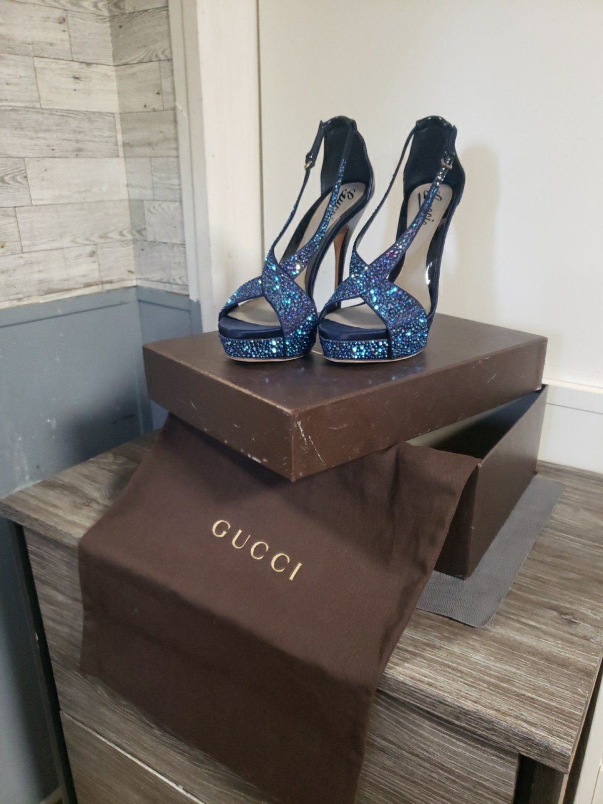 Raso Seta Gucci Heels in Marine Royal Blue