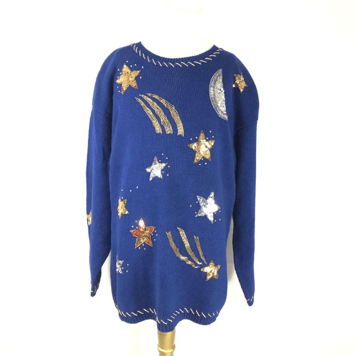 Vintage Karen Scott Long Sleeve Long Sweater Sequins Size Medium