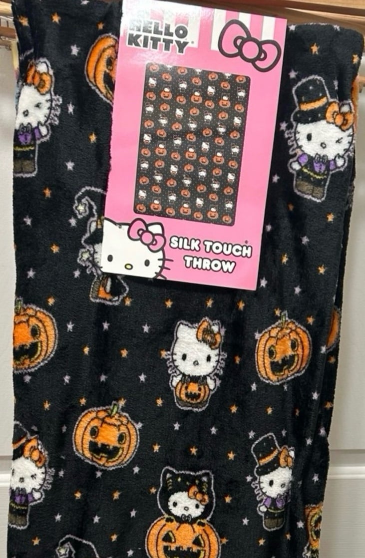 black Hello Kitty halloween blanket