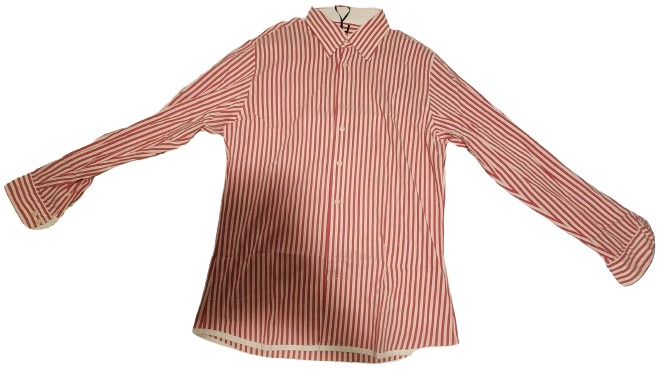 Georg Roth Los Angeles Classic Red and White Striped Long-Sleeve Button-Up L