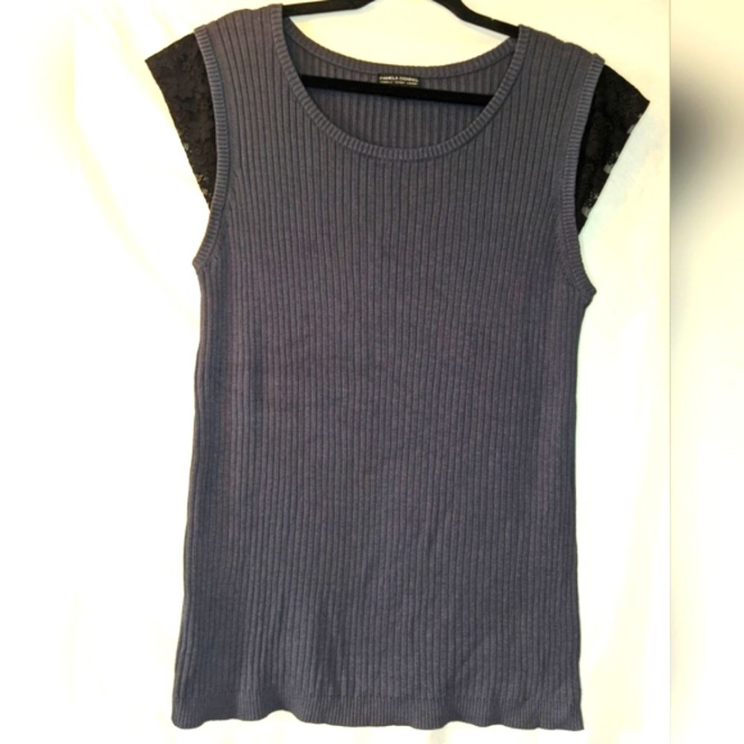 Pamela Dennis Lace Cap Sleeve Sweater, 1X