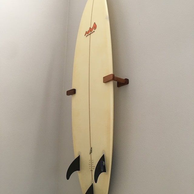 3pc Set Vertical Teak Wood Surfboard, Skateboard Wall Display Storage Rack