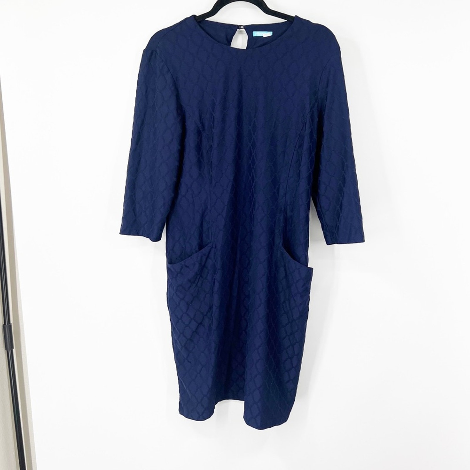 J. McLaughlin Catalyst Navy Blue Textured Dress