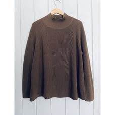 Eileen Fisher Merino Wool Turtleneck Sweater L Large Brown Responsible Slouchy