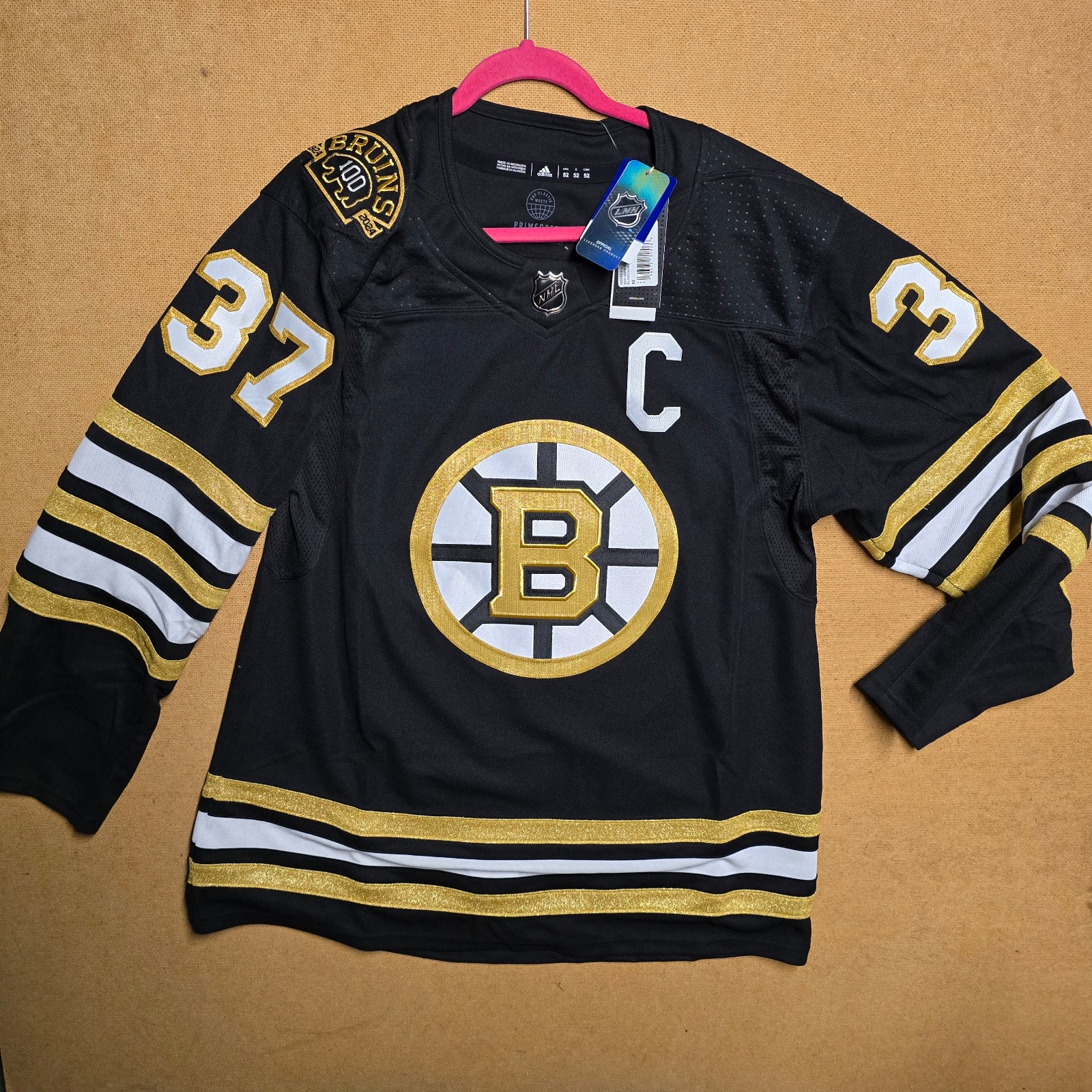 Patrice Bergeron Boston Bruins adidas 100th An Primegreen Authentic Jersey Sz 52