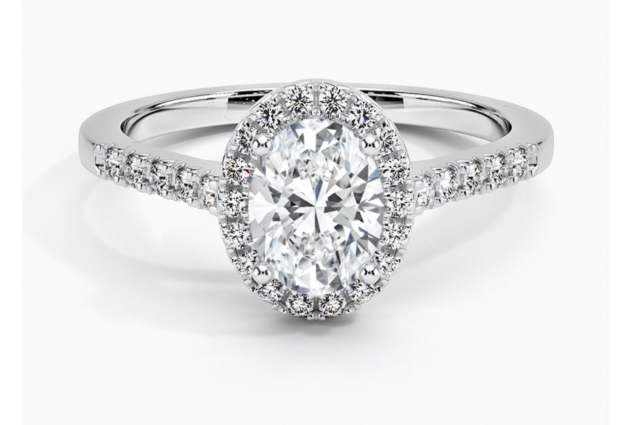 Oval Solitaire Halo Lab Diamond Ring