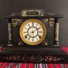 Antique Ansonia Cast Iron and Uranium Mantle Clock AS IS