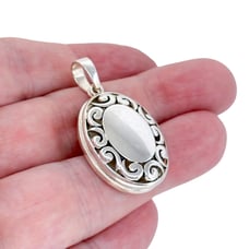 Vintage Sterling Silver 925 Oval Filigree Locket Pendant