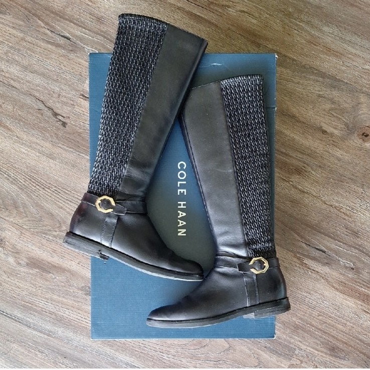 Cole Haan Black Leather Leela Grand Riding Boot Size 6