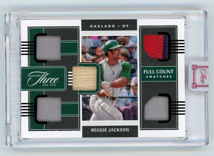 2022 PANINI THREE AND TWO REGGIE JACKSON FULL COUNT GAME USED JERSEY /10.