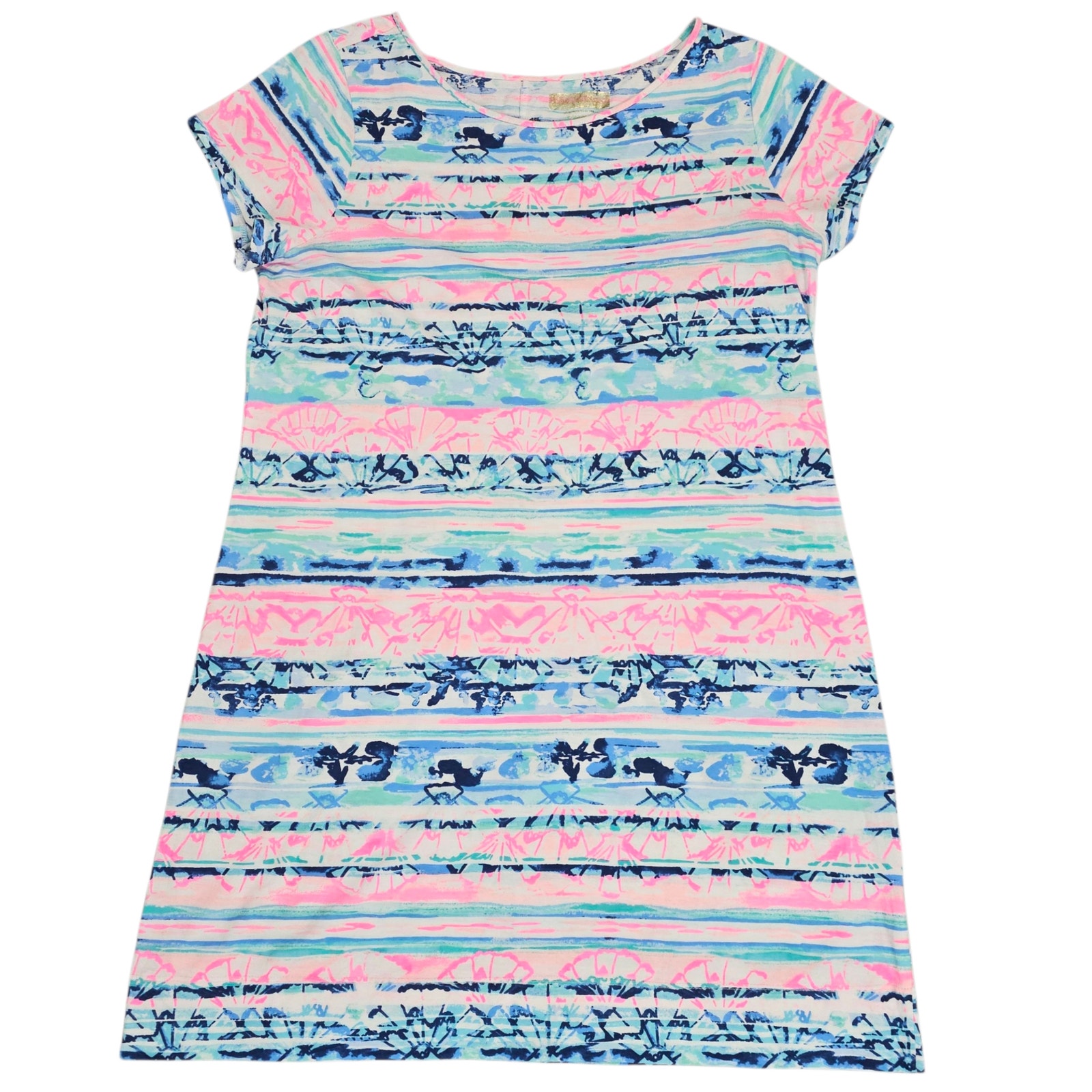 Lilly Pulitzer Dress Womens Size XL Pink Blue Marlowe Wave From It All Shells