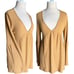 NWT KEEMO Deep V Neck Sexy Camel Babydoll Bell Sleeve Knit Top Size Medium