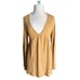 NWT KEEMO Deep V Neck Sexy Camel Babydoll Bell Sleeve Knit Top Size Medium