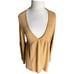 NWT KEEMO Deep V Neck Sexy Camel Babydoll Bell Sleeve Knit Top Size Medium