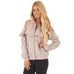 Lush Ruffle Cold Shoulder Zip Up Taupe Sweatshirt Top