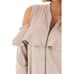 Lush Ruffle Cold Shoulder Zip Up Taupe Sweatshirt Top