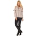Lush Ruffle Cold Shoulder Zip Up Taupe Sweatshirt Top