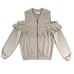 Lush Ruffle Cold Shoulder Zip Up Taupe Sweatshirt Top