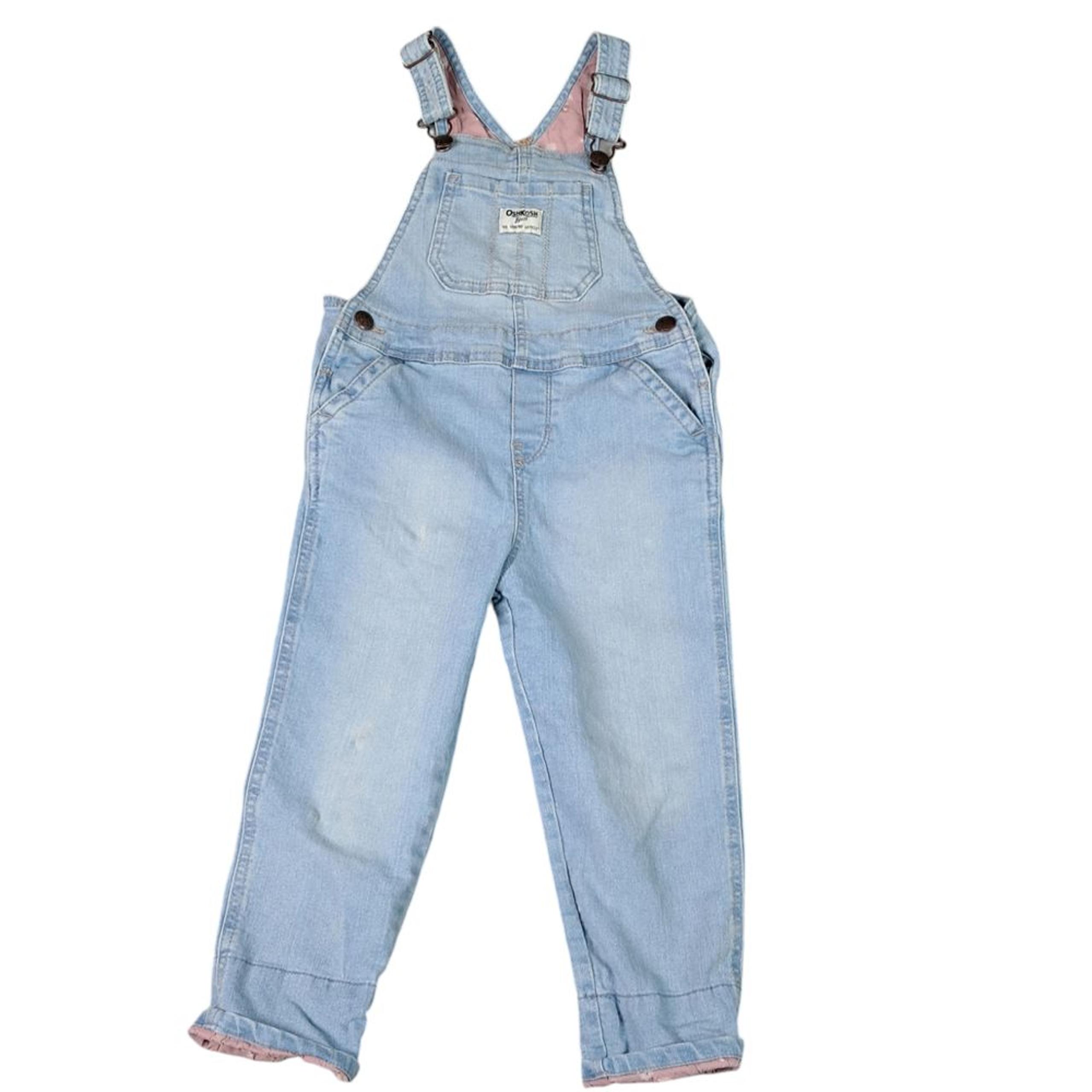 Vintage OshKosh B' Gosh Girl Sz 5T One Piece Denim Jean Overalls Cotton Y2k