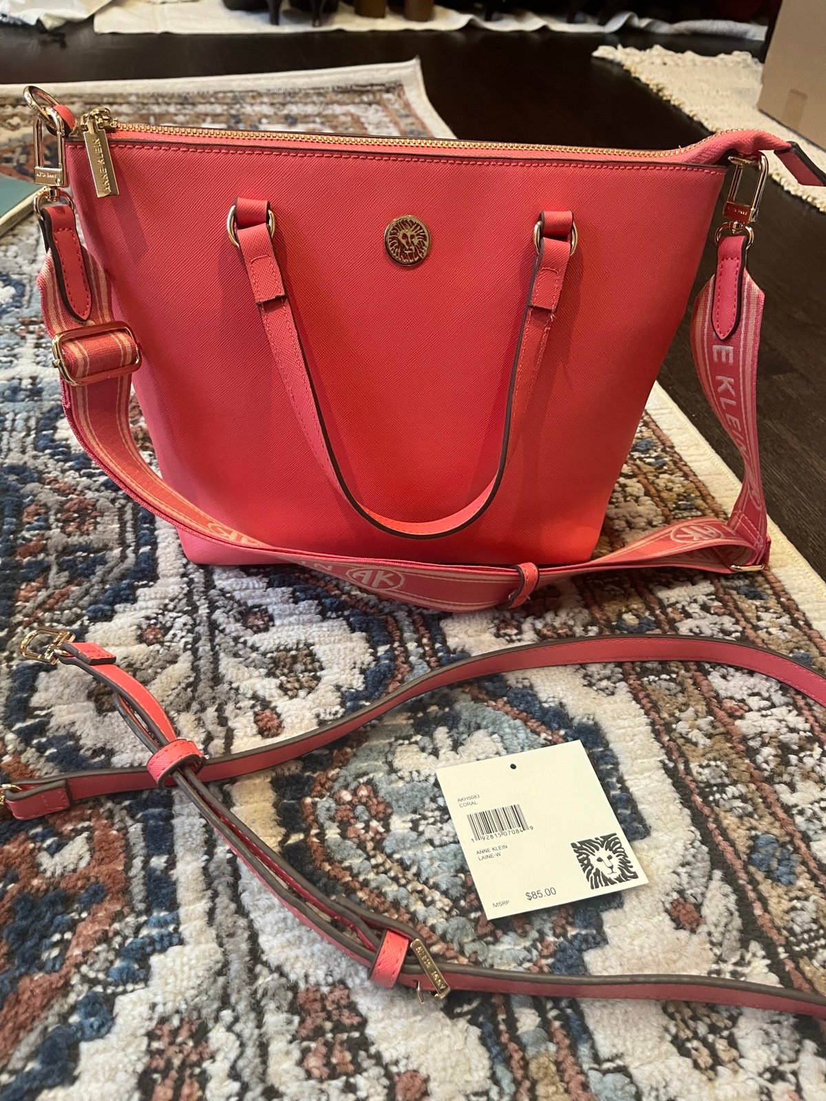 Anne klein tote in coral