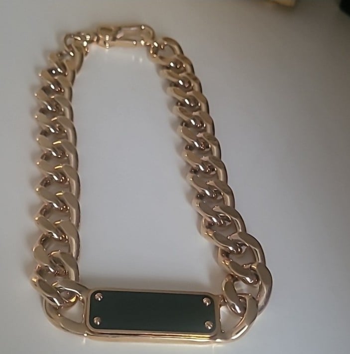 Marc by Marc Jacobs ID Necklace Goldtone Choker Oversized Statement
