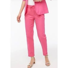 NWT J. Crew Women's Linen Cotton Drawstring Pants Pink Size 14 Style AL464