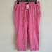 NWT J. Crew Women's Linen Cotton Drawstring Pants Pink Size 14 Style AL464