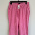 NWT J. Crew Women's Linen Cotton Drawstring Pants Pink Size 14 Style AL464