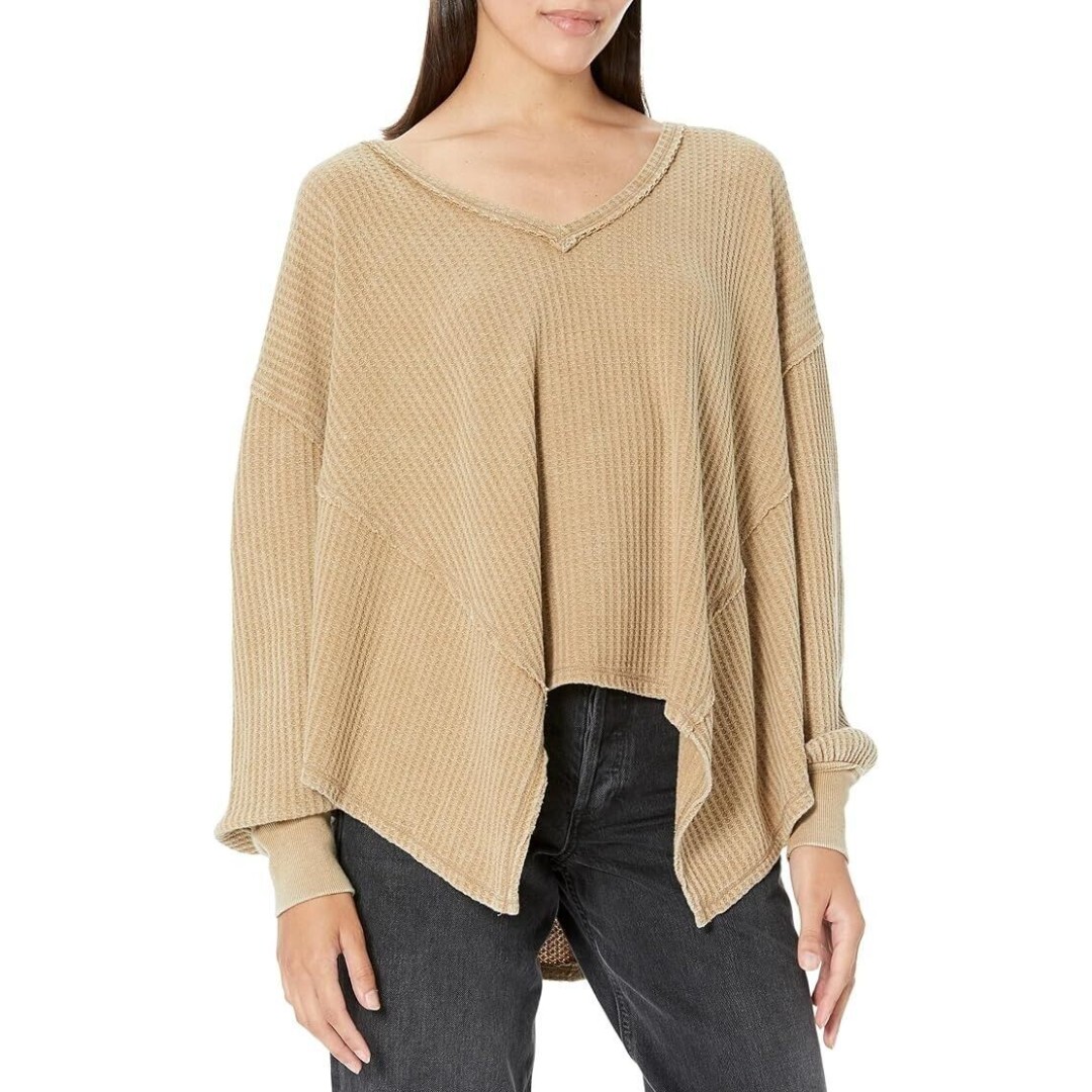 Free People We The Free Coraline Thermal Top Distressed Brown Size M 68