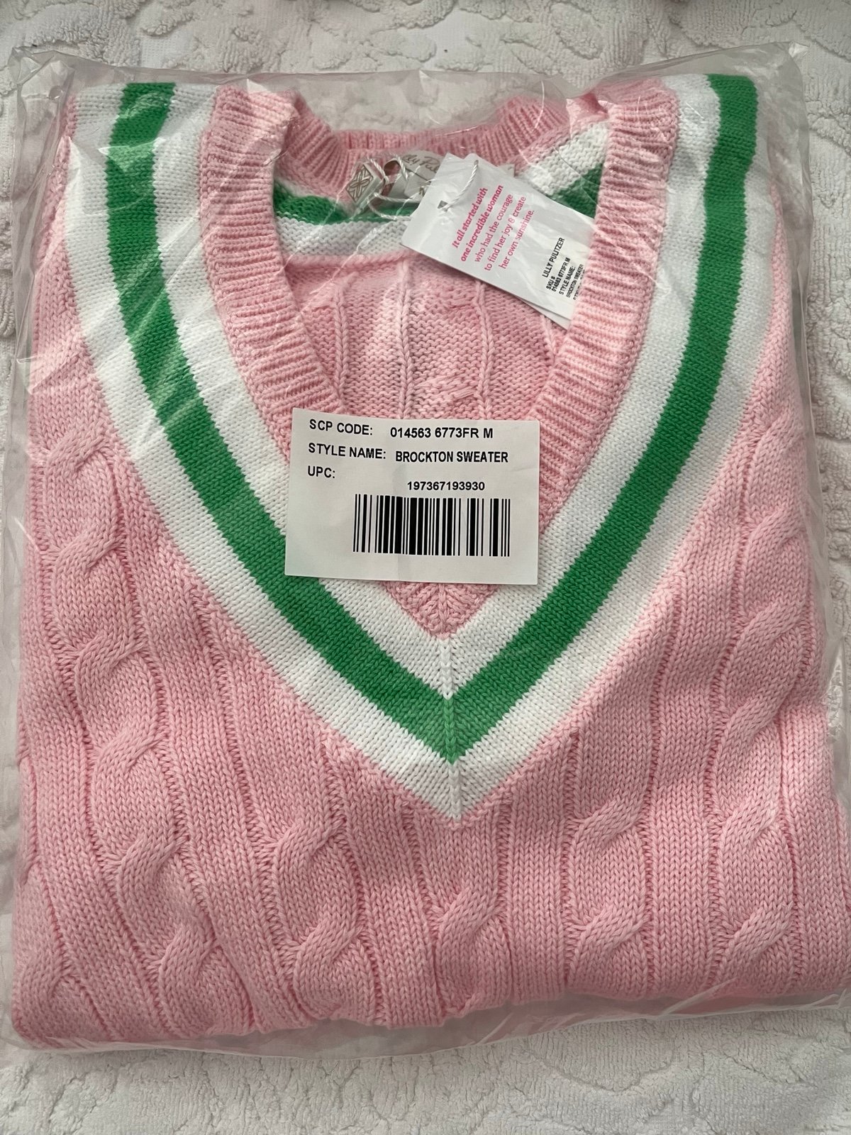 NWT Sz M Brockton Sweater Pink Muse X Fauna green Tipping