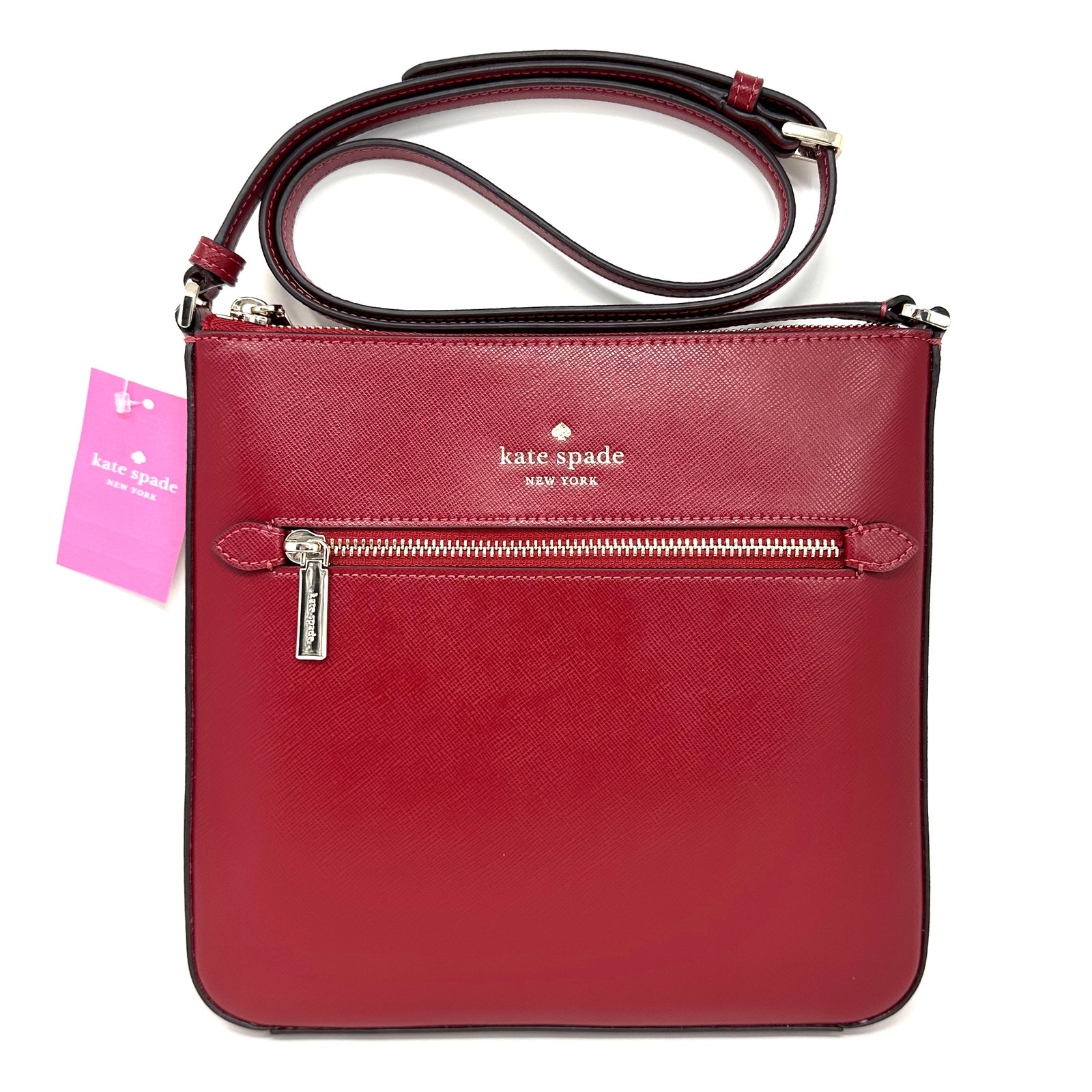 Kate Spade Sadie North South Crossbody in Red Currant Leather k7379