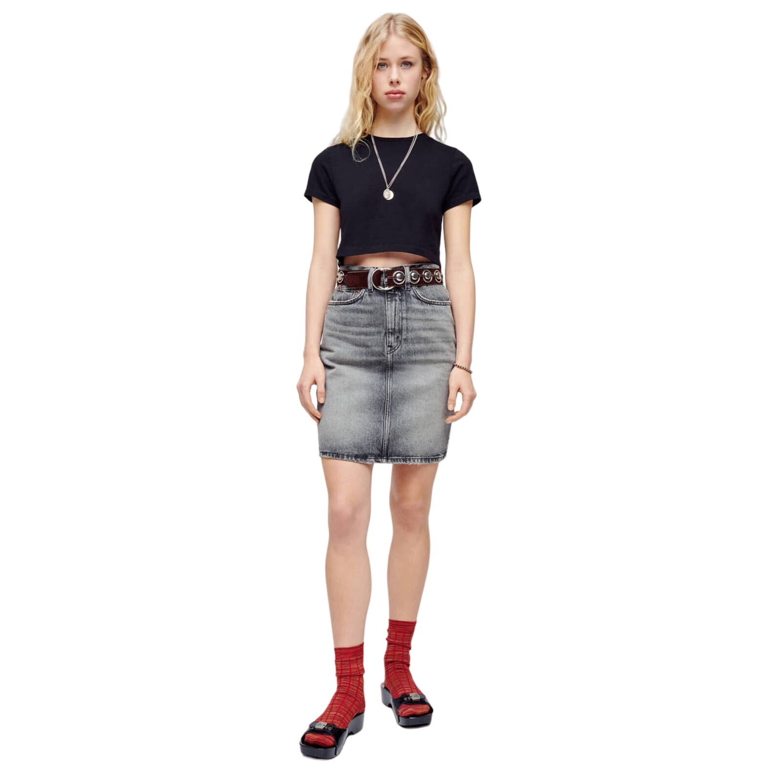 NEW! RE/DONE Size 30 Midnight Ash Denim Pencil Skirt 265 msrp Gray Jean G13-4