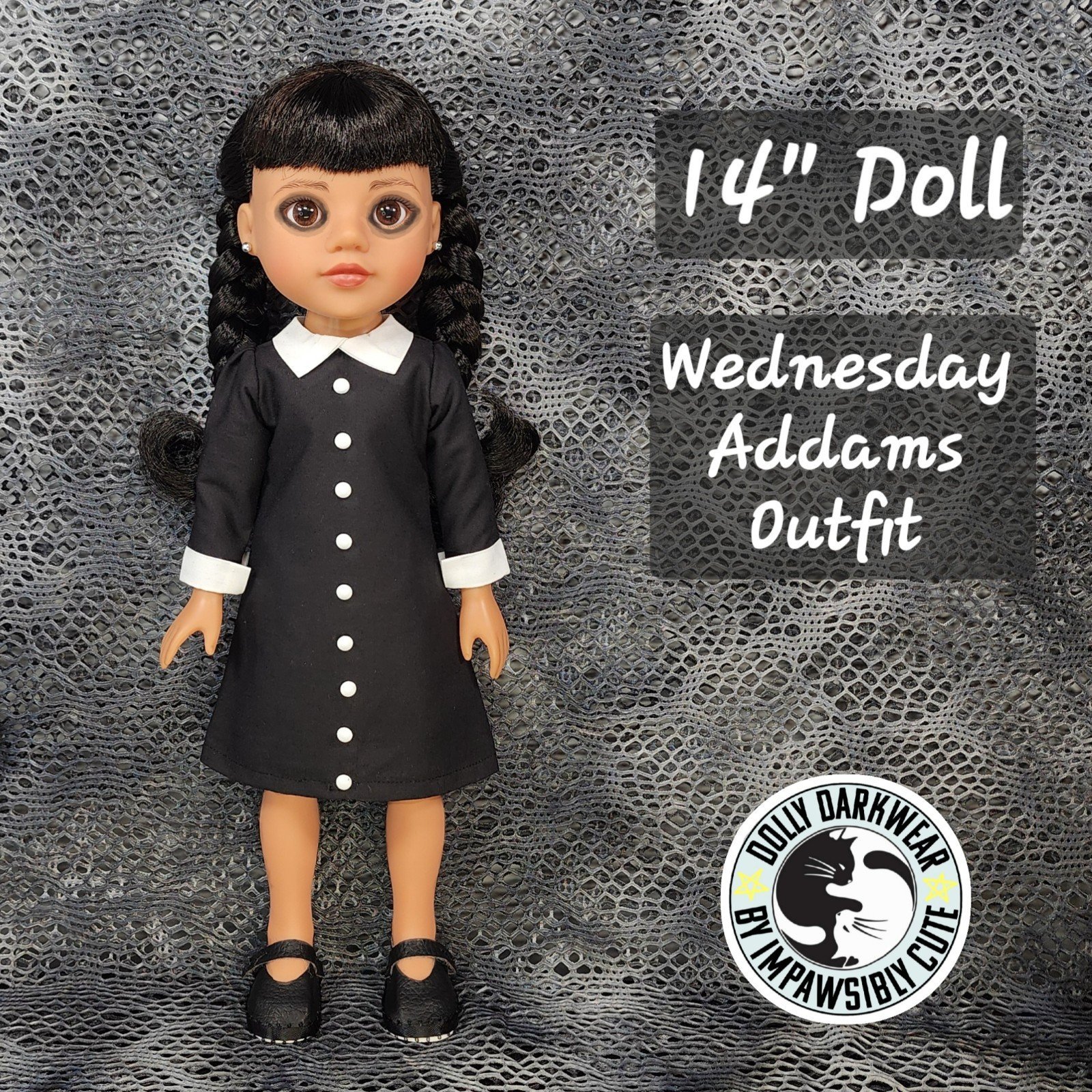 Wednesday Addams American Girl Wellie Wishers Outfit for 14 Dolls