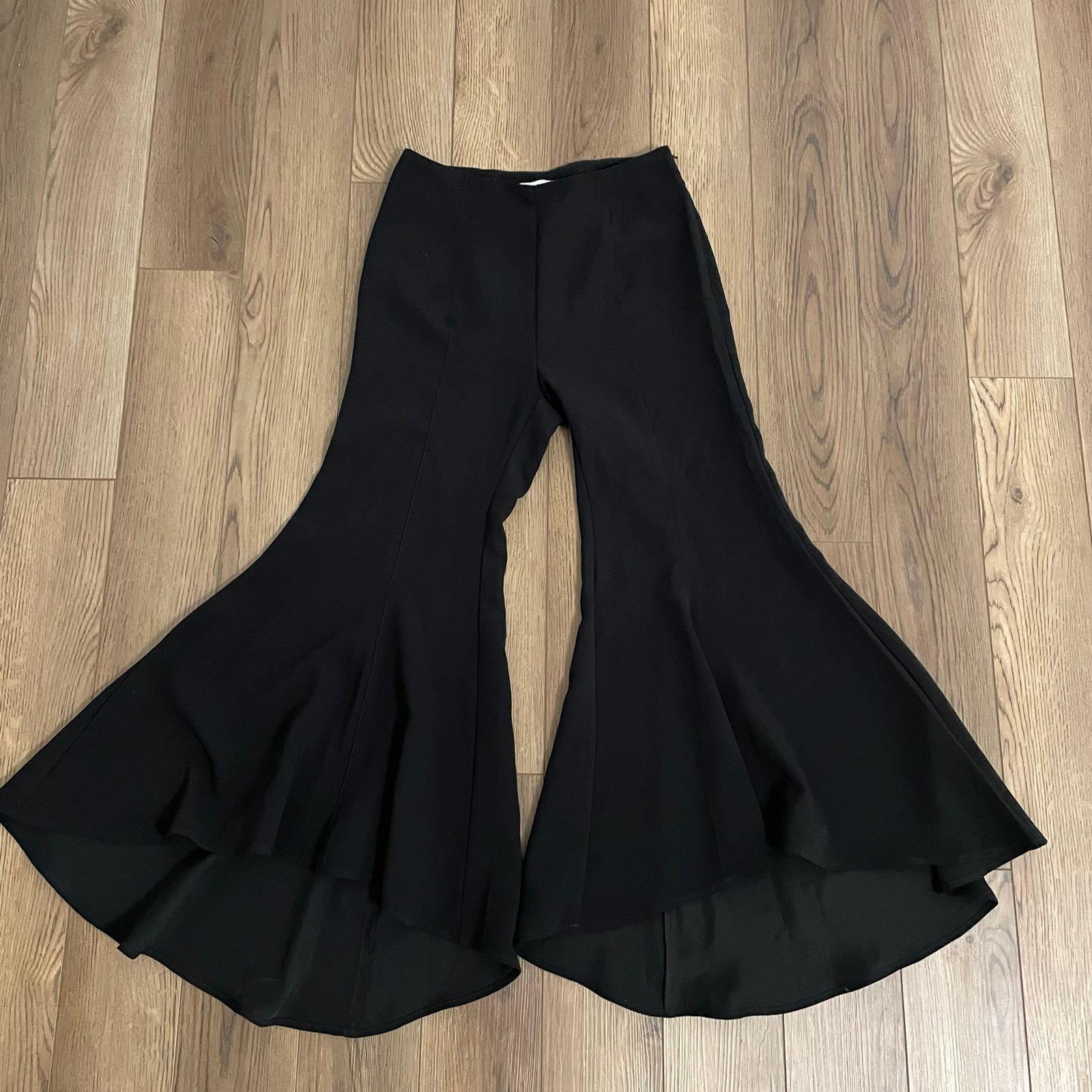 Anthropologie Zinnie Black Flare Ruffle Pant
