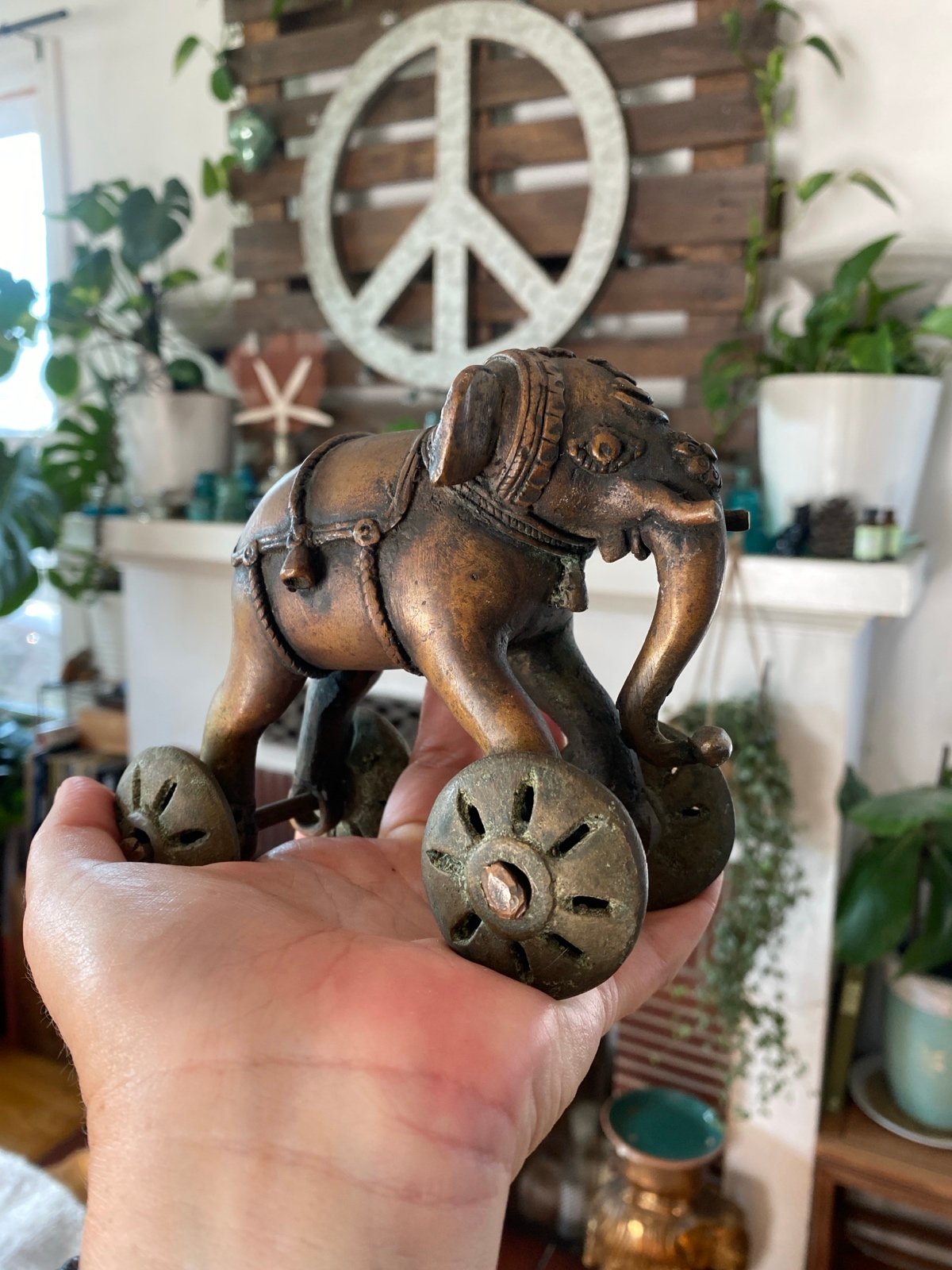 Antique Metal Elephant Figurine Beautiful Details