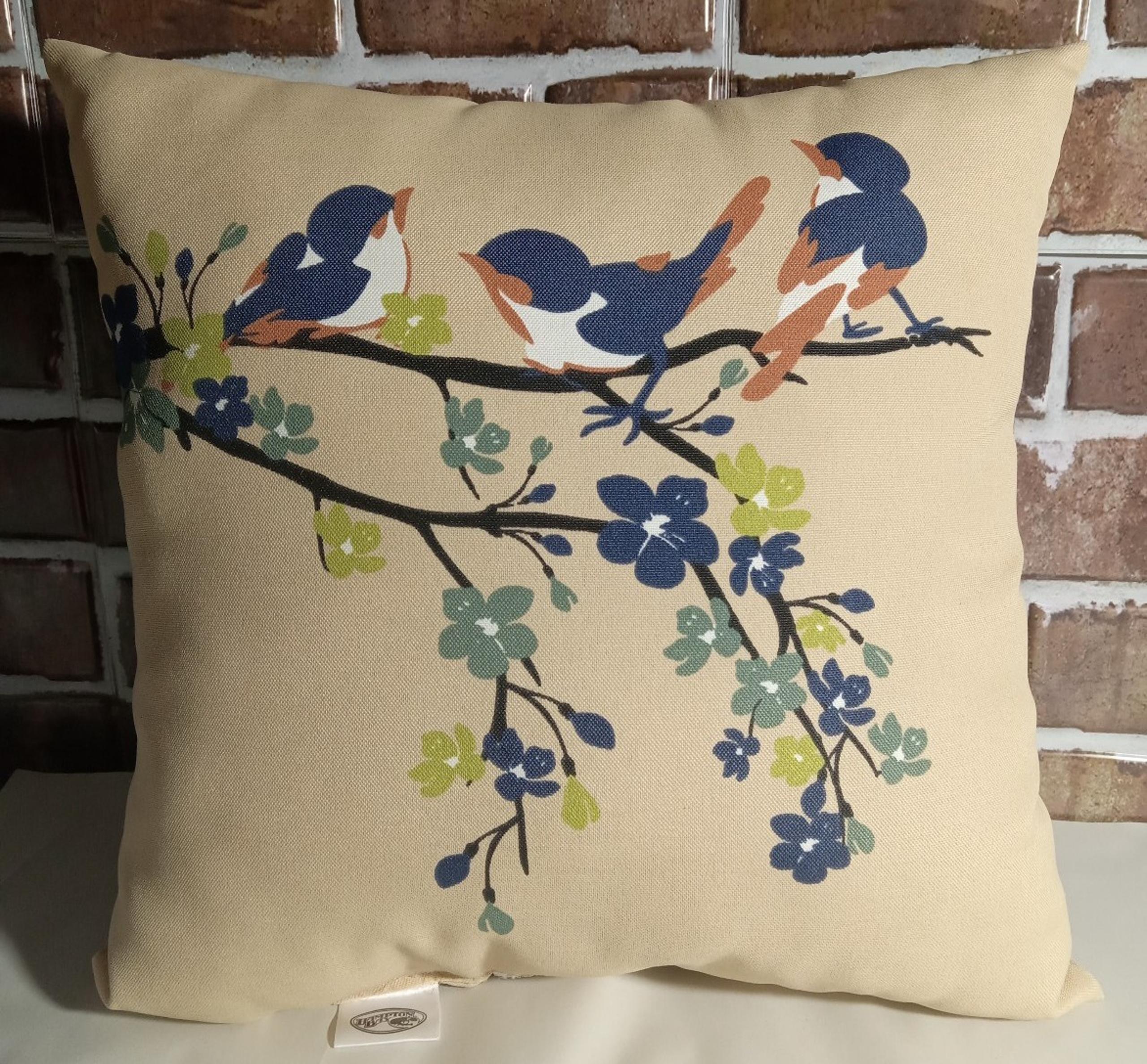 Birds Singing On Branch Pillow by Hampton Bay 16x16