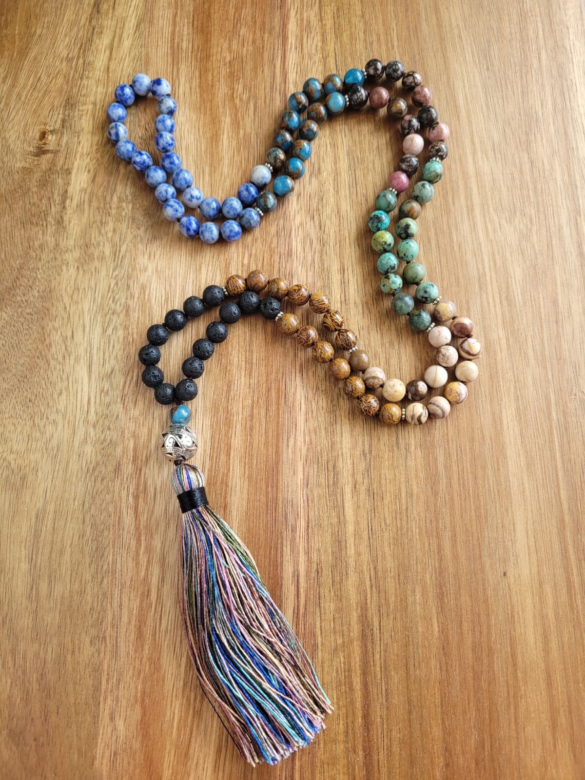 7 Chakra Mala Necklace, Handmade Beaded Mala