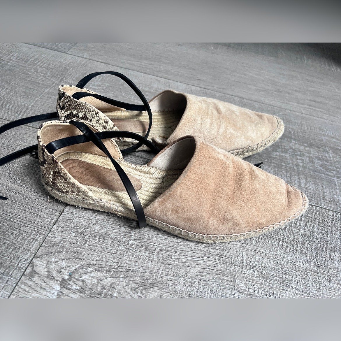 Freda Salvador D'orsay Tan Snakeskin Espadrilles Size 9