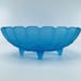 Indiana Glass Blue Satin Frosted Footed Oval Embossed VTG Fruit Bowl