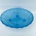 Indiana Glass Blue Satin Frosted Footed Oval Embossed VTG Fruit Bowl