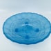 Indiana Glass Blue Satin Frosted Footed Oval Embossed VTG Fruit Bowl