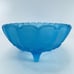 Indiana Glass Blue Satin Frosted Footed Oval Embossed VTG Fruit Bowl