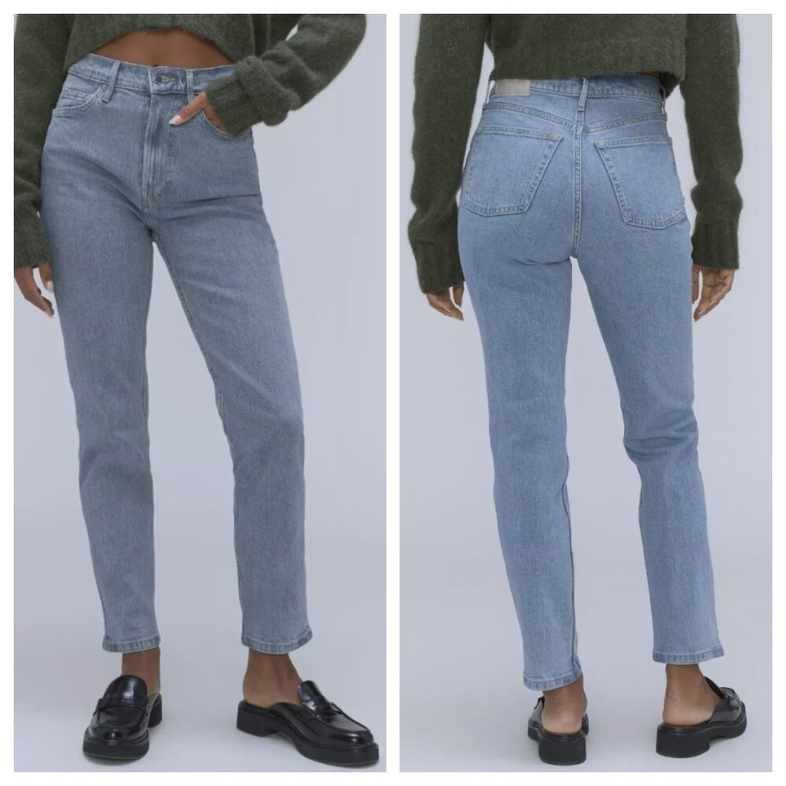 Everlane Women's The Original Cheeky Jean Crop Stone Washed Sky Size 35