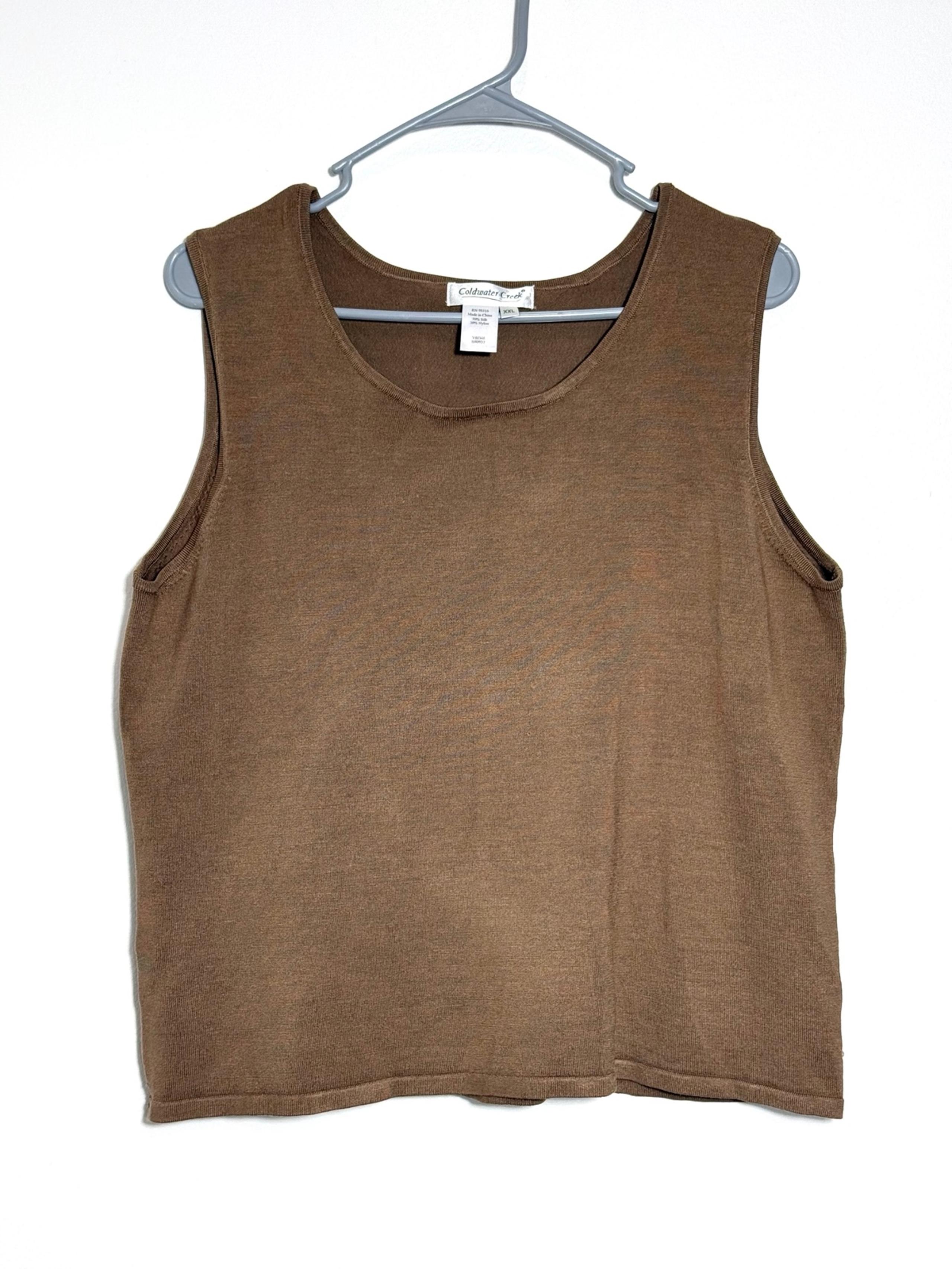 Coldwater Creek Women’s Brown Silk Tank Top Sleeveless Sweater Vest Size XXL