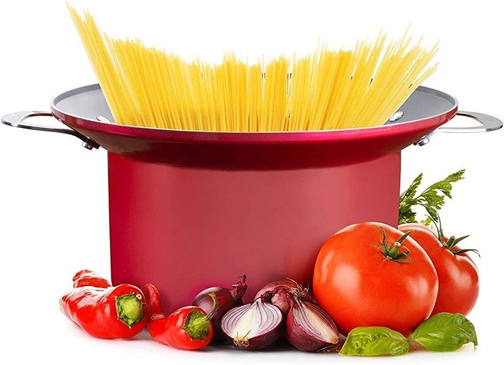 Fusionware Eazy Mealz 6-qt Nonstick Stockpot with Colander RED EZF-1063C - NEW
